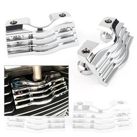 Abcfiveus 111000136528 For Harley Touring Finned Slotted Head Bolt Spark Plug Covers Chrome