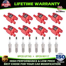Uf743 Carbole 8x Ignition Coil Iridium Spark Plug For 2016-21 Chevrolet Camaro V8 6.2l