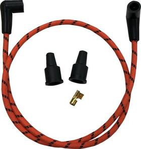 2104-0400 Drag Specialties Universal Braided Spark Plug Wire Kit Orange/black