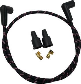 2104-0401 Drag Specialties Universal Braided Spark Plug Wire Kit Black/pink