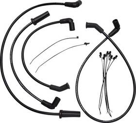 2104-0408 Drag Specialties Braided Spark Plug Wire Kit Black Harley Davidson Softail