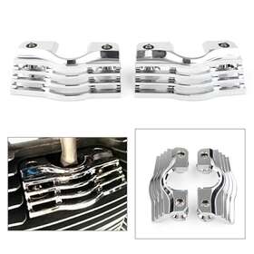 Hukyu 612047645481 Chrome Finned Slotted Head Bolt Spark Plug Covers For Harley Touring