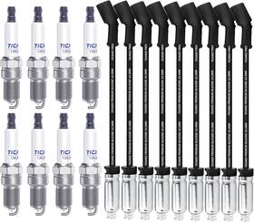 Sps008d2 Ticanee Spark Plugs And Wires For Chevy 5.3l Silverado Suburban Avalanche Tahoe 4.8l