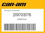 Can-am Genuine Spark Plug 219703176. Fixed Price $11.32.