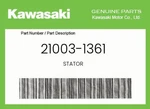 Kawasaki Genuine Stator 21003-1361. Fixed Price $359.77.