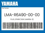 Yamaha Genuine Plug, Spark (ngk LMAR6A-9) LMA-R6A90-00-00. Fixed Price $12.83.