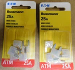 Bussmann 25A Mini Fuses (2) Packs BP/ATM-25-RP. Fixed Price $10.95.