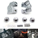 Finned Slotted Head Bolt Spark Plug Covers Chrome For Harley Touring Glides King. Fixed Price $33.42.