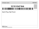Genuine Bmw Spark Plug, High Power 12-12-0-047-946 New. Fixed Price $19.40.