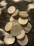 Oxen Horn Slices, Rounds, Spacers, Knife Handle, Buttons, 1.5 Natural, 5/SET. Fixed Price $19.99.