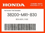 Honda Genuine Box Assy., Fuse 38200-MR1-830. Fixed Price $89.38.