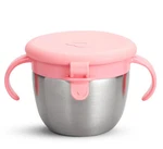 Munchkin Snack+ Stainless Steel Catcher Cup With Lid, 9 Ounce, Pink. Fixed Price $15.00.