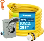 Amp Generator Cord And Power Inlet Box Kit, 25FT Nema 14-50P SS2-50R. Fixed Price $228.17.