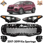 Front Grille Assembly & Headlight Kit For 2017-2019 Kia Sportage. Fixed Price $610.00.