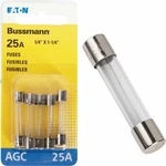 (5-5PK)- Bussmann 25-AMP 32-VOLT Glass Tube Automotive Fuse BP/AGC-25-RP. Fixed Price $21.99.