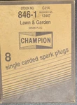 Champion Small Engine Spark 846-1 CJ14 New Box Of Single Carded Plugs. Fixed Price $36.00.